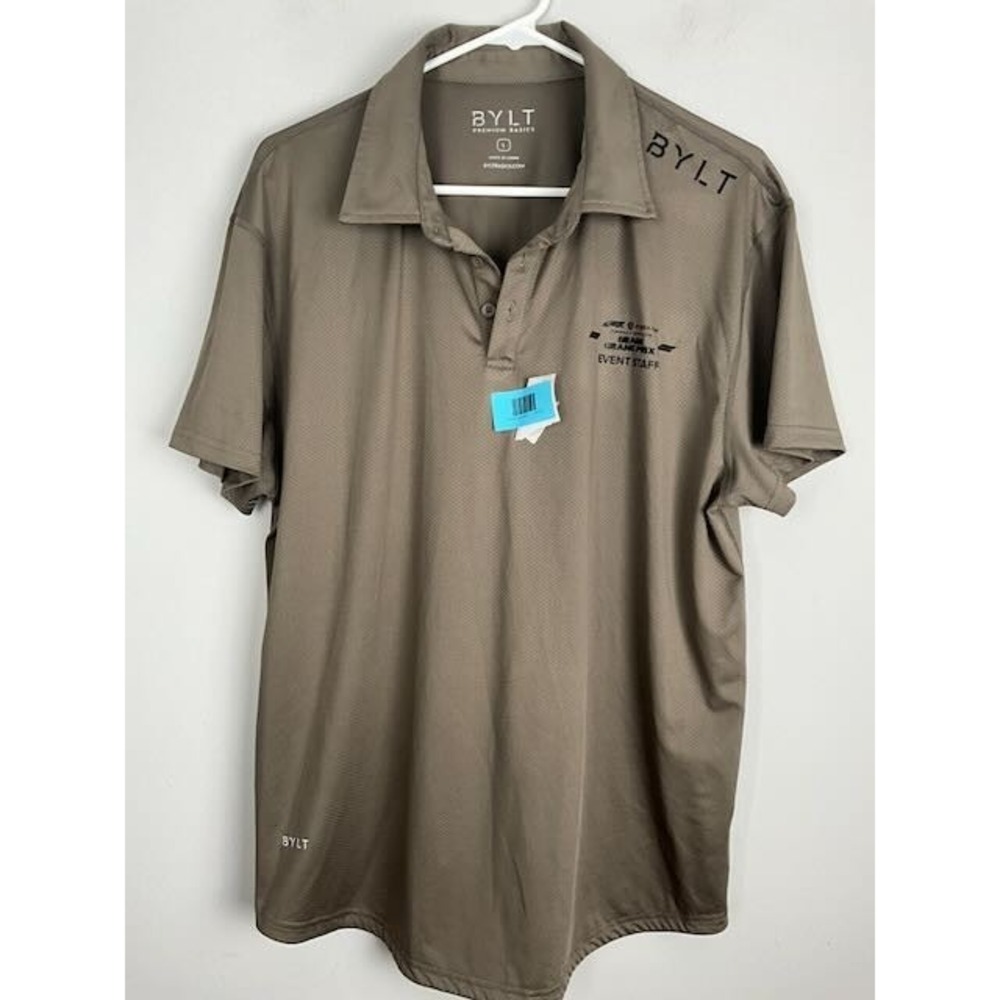 BYLT Premium Basics Polo Shirt Mens L F1 Miami Grand Prix Event‎ Staff Khaki
